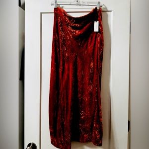 Anthropologie OrangeVelvet Midi Skirt